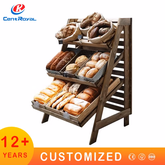 Espositore in legno personalizzato Espositore per bevande Espositore per snack Espositore per alimenti Espositore per bevande Espositore per frutta in legno Espositore per pane